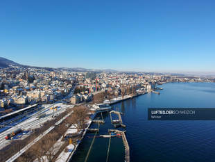 Rorschach Hafen im Winter Luftbild