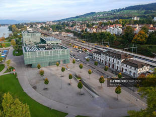 Luftbild Rorschach SBB &  Würth Haus