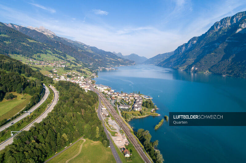 Sarganserland – Quarten und Walensee Luftbild