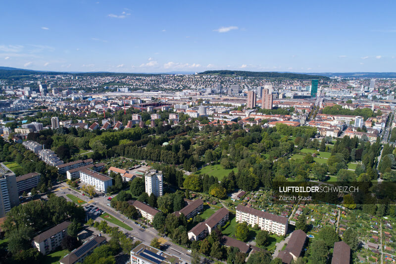 Zürich Sihlfeld Friedhof Luftbild